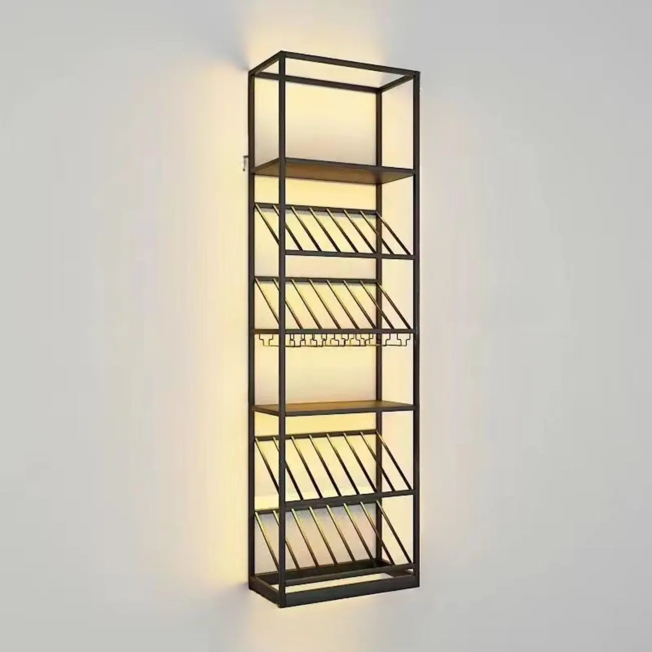 Modern Luxury Metal Wine Rack with Glass Storage Image - 7 | homeyfad