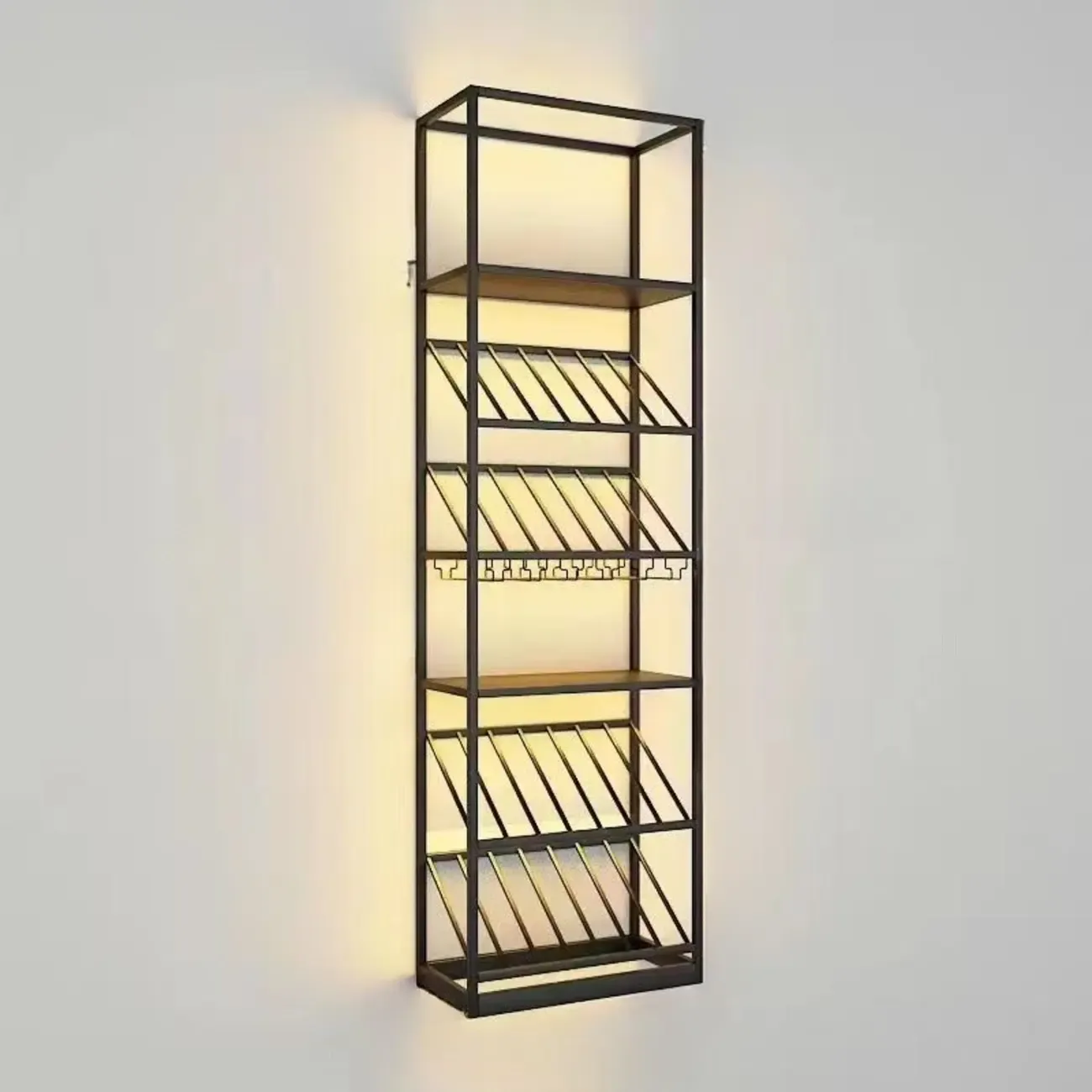 Modern Luxury Metal Wine Rack with Glass Storage Image - 7