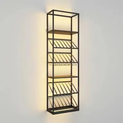 Modern Luxury Metal Wine Rack with Glass Storage Image - 7