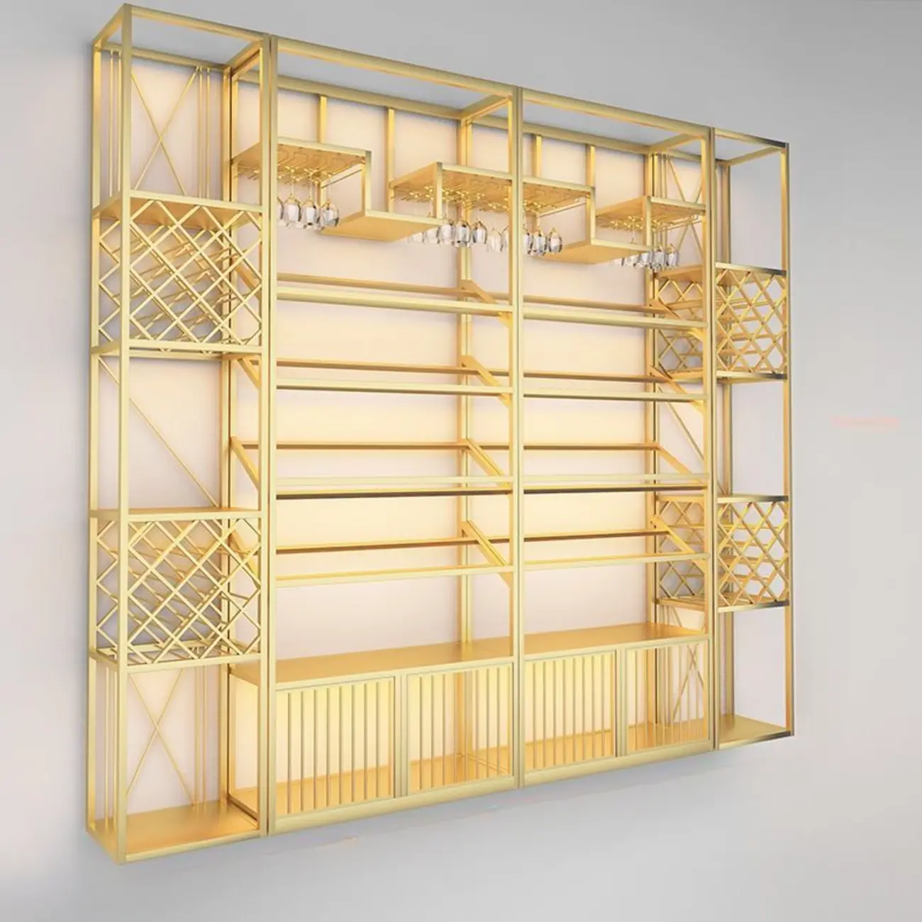 Modern Luxury Metal Wine Rack with Glass Storage Image - 9 | homeyfad