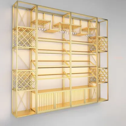 Modern Luxury Metal Wine Rack with Glass Storage Image - 9