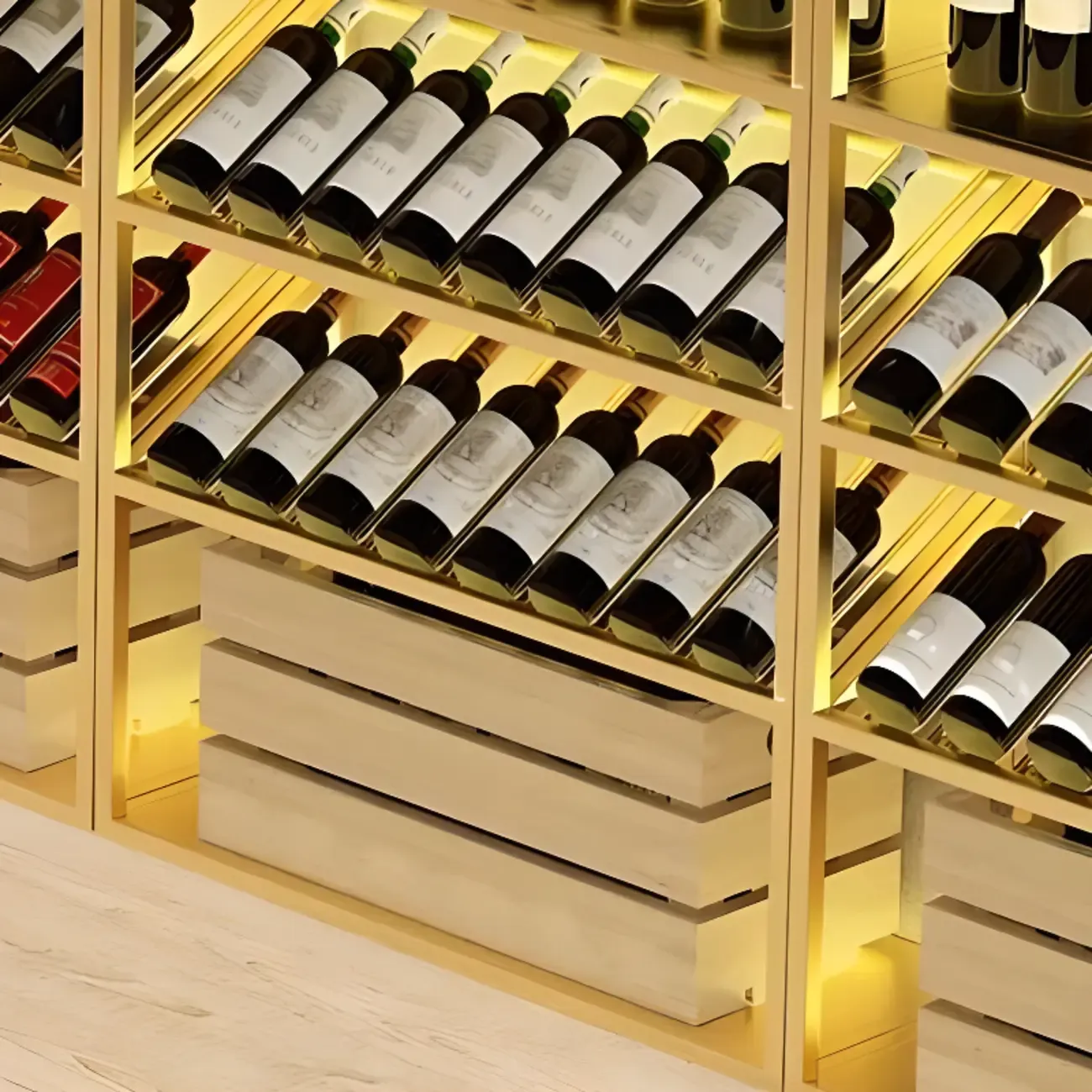 Modern Luxury Metal Wine Rack with Glass Storage Image - 10