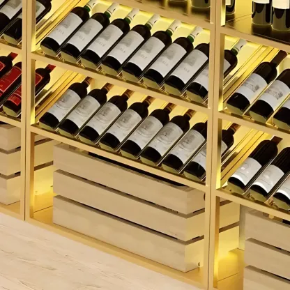 Modern Luxury Metal Wine Rack with Glass Storage Image - 10