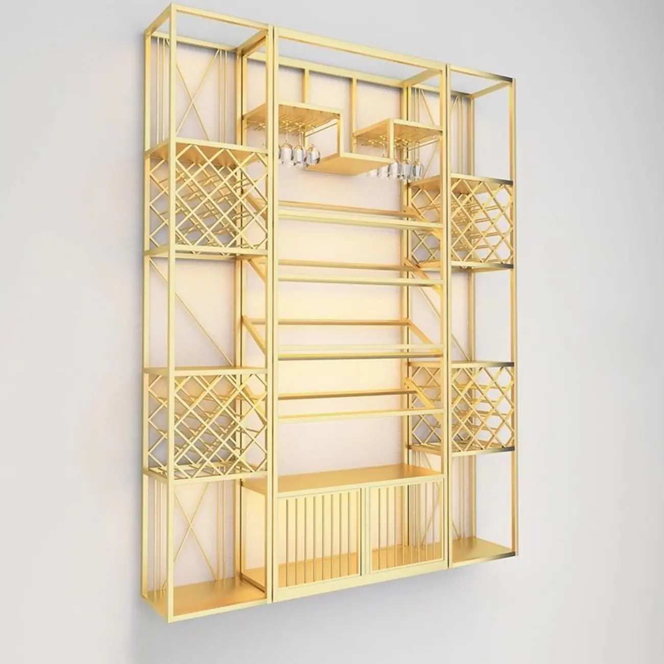 Modern Luxury Metal Wine Rack with Glass Storage Image - 11 | homeyfad