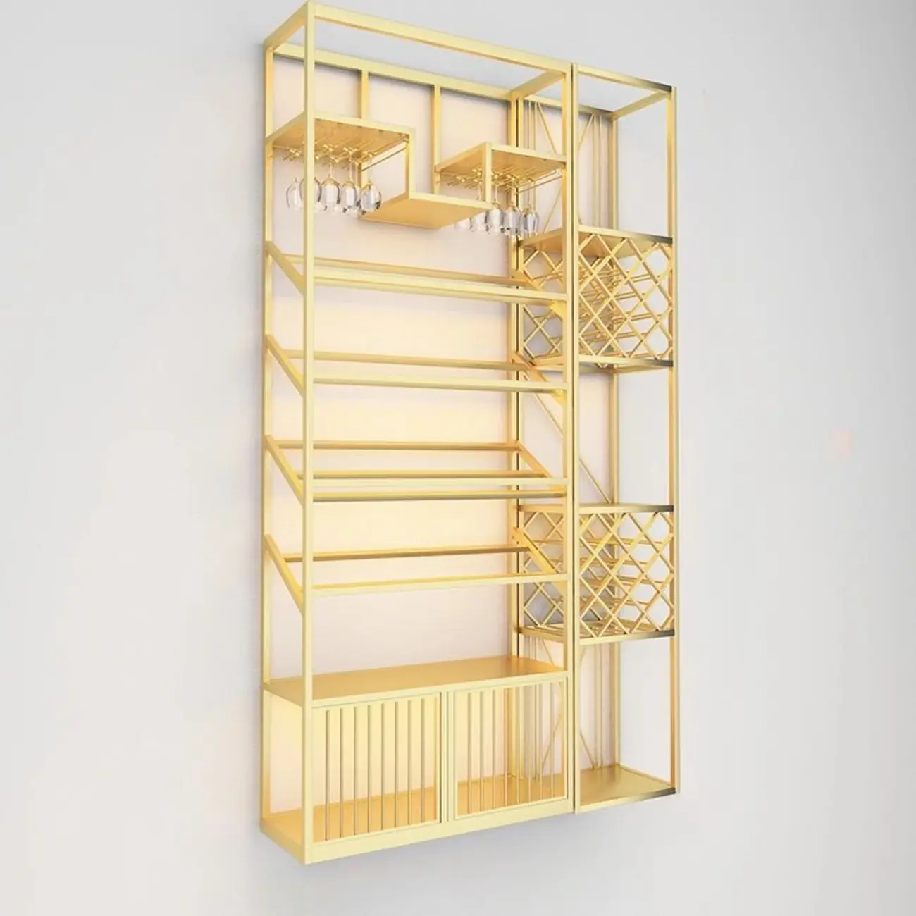 Modern Luxury Metal Wine Rack with Glass Storage Image - 13 | homeyfad