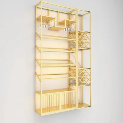 Modern Luxury Metal Wine Rack with Glass Storage Image - 13