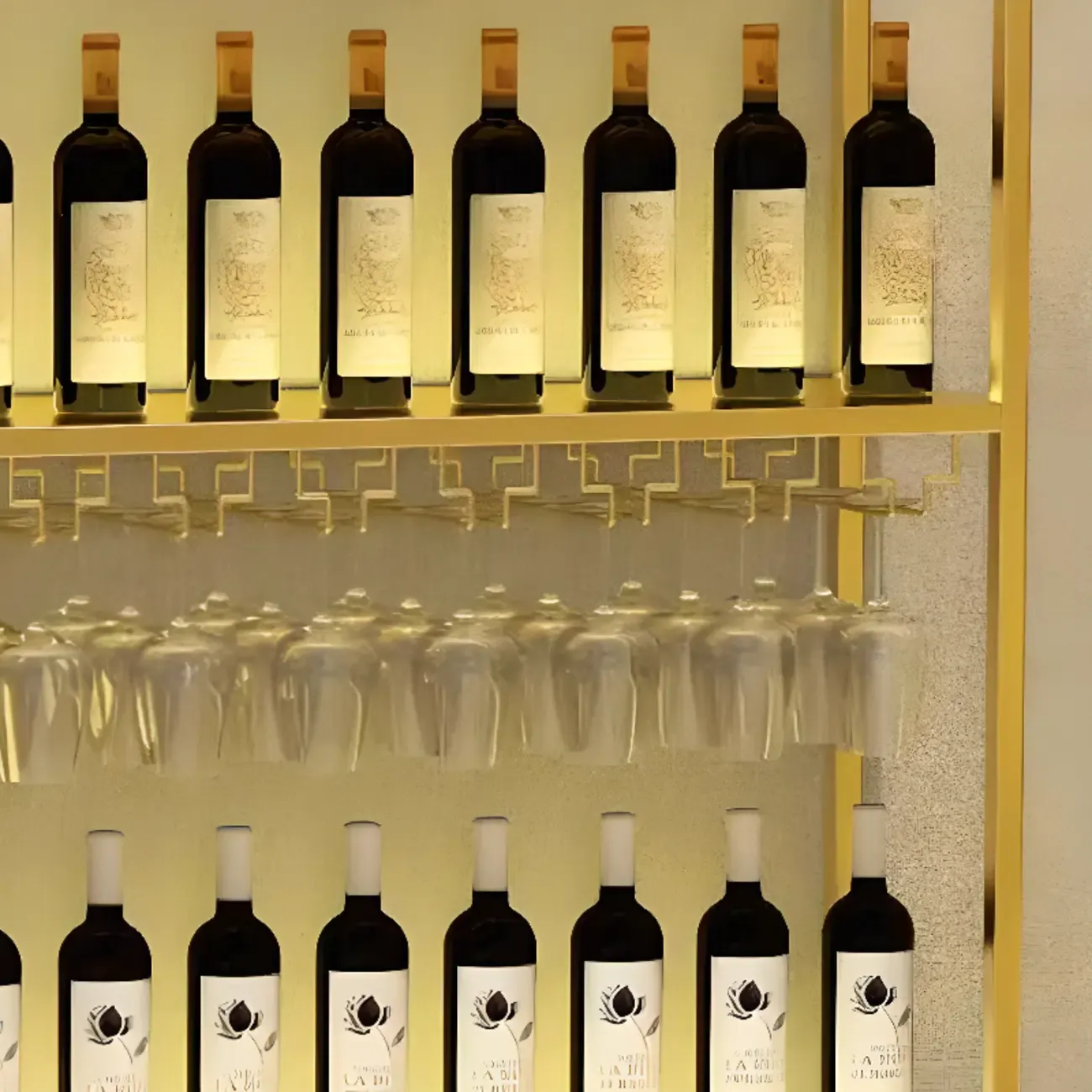 Modern Luxury Metal Wine Rack with Glass Storage Image - 14