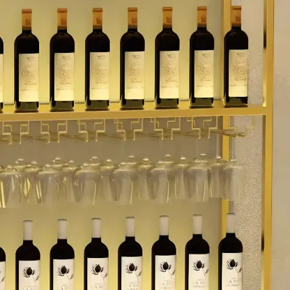 Modern Luxury Metal Wine Rack with Glass Storage Image - 14