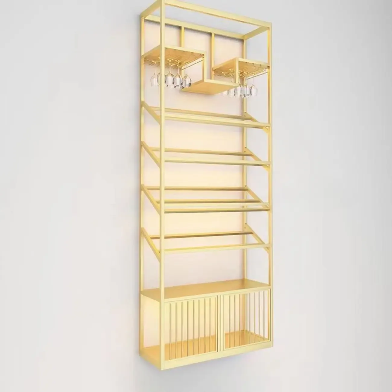 Modern Luxury Metal Wine Rack with Glass Storage Image - 15