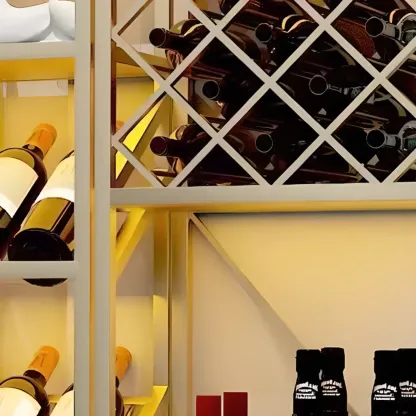 Modern Luxury Metal Wine Rack with Glass Storage Image - 18