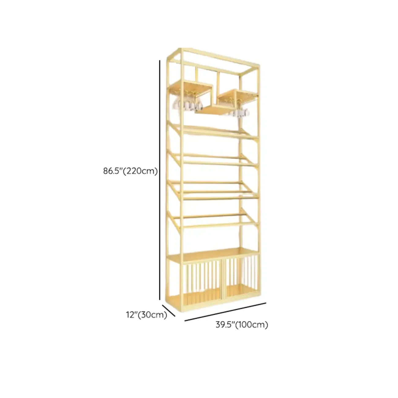 Modern Luxury Metal Wine Rack with Glass Storage Image - 22