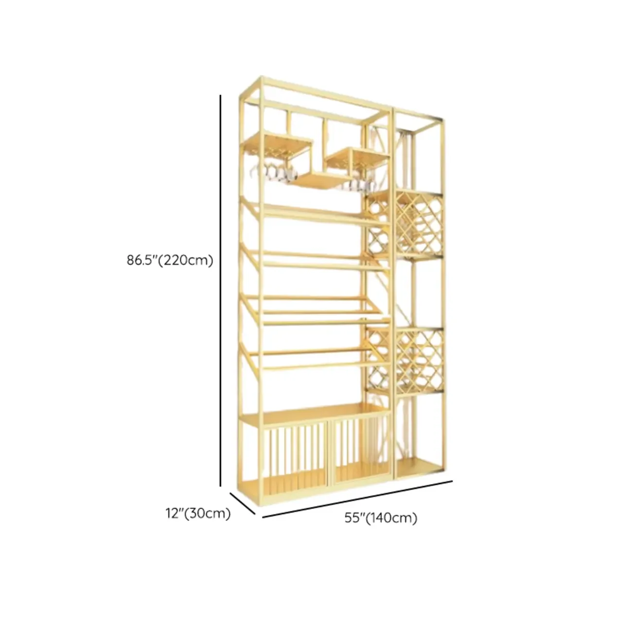 Modern Luxury Metal Wine Rack with Glass Storage Image - 24