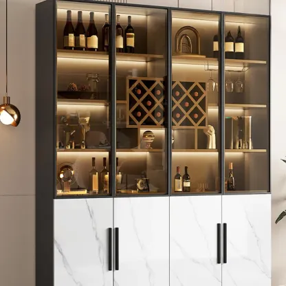 Modern Glass Wall Wine Rack with Holder and Cabinet Storage Image - 1