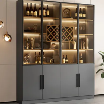 Modern Glass Wall Wine Rack with Holder and Cabinet Storage Image - 11