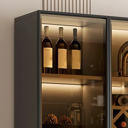 Modern Glass Wall Wine Rack with Holder and Cabinet Storage Image - 15