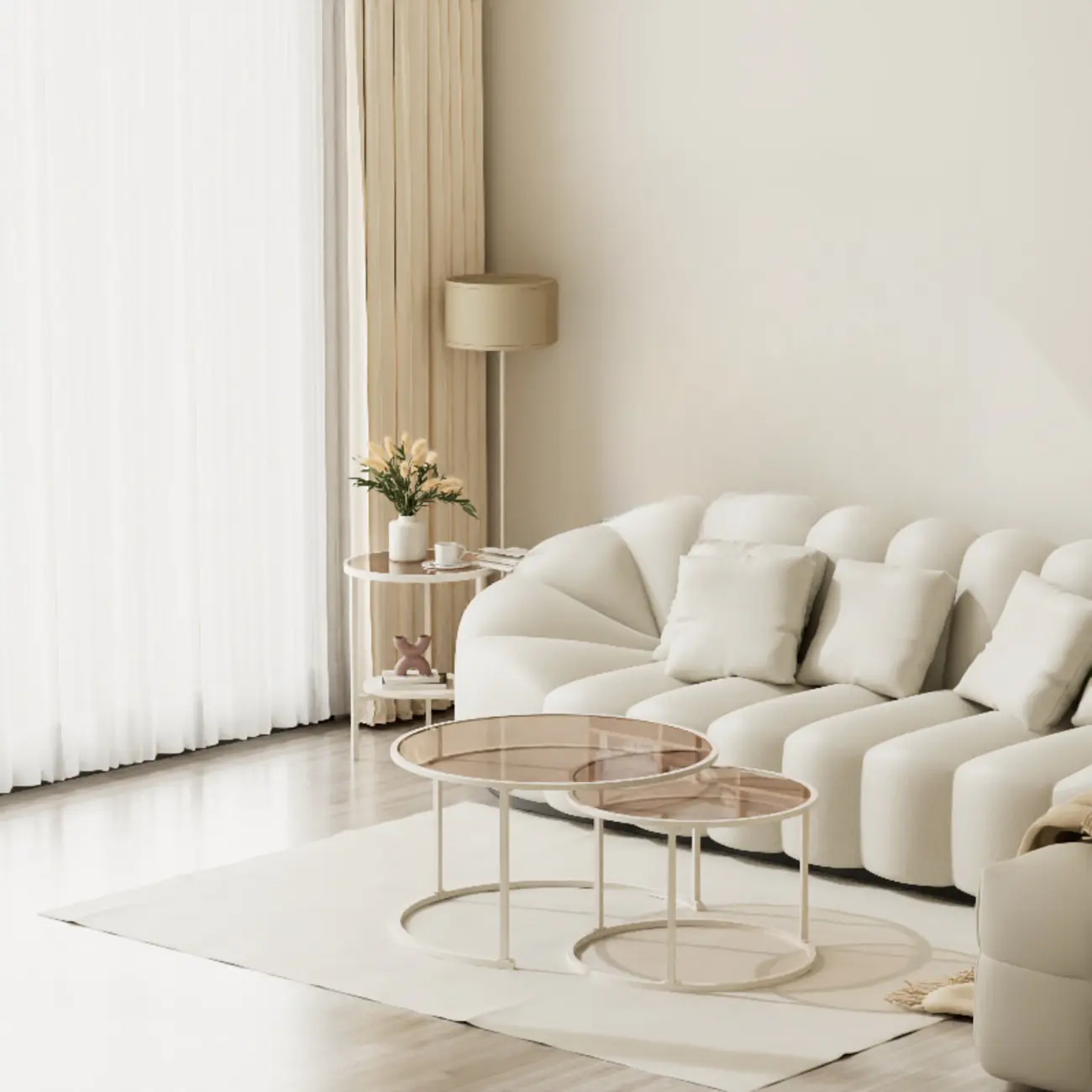  Round Clear Glass End Table with Storage for Living Room Image - 2 | homeyfad