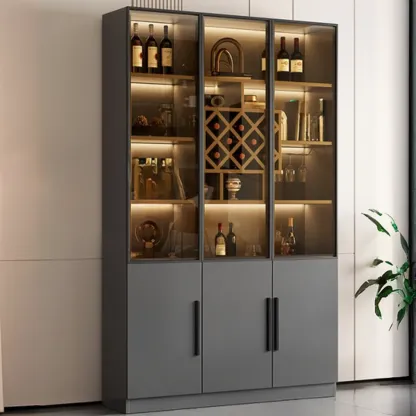 Modern Glass Wall Wine Rack with Holder and Cabinet Storage Image - 18