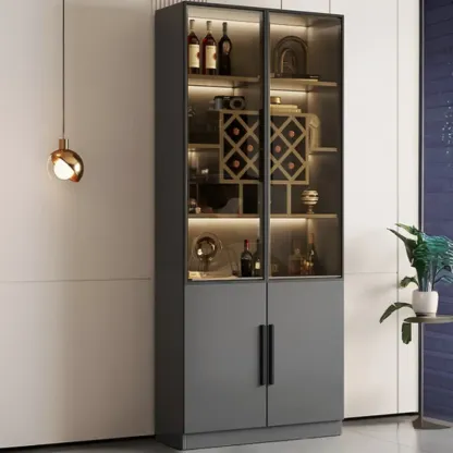 Modern Glass Wall Wine Rack with Holder and Cabinet Storage Image - 26