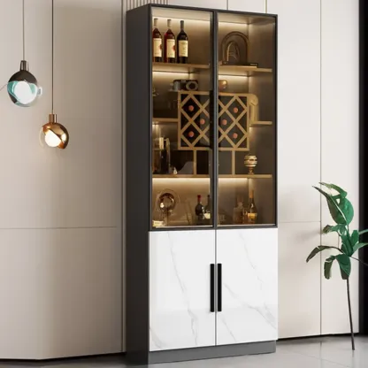 Modern Glass Wall Wine Rack with Holder and Cabinet Storage Image - 27