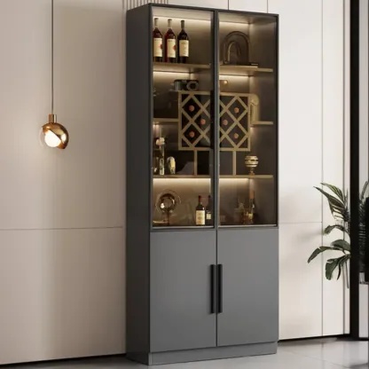Modern Glass Wall Wine Rack with Holder and Cabinet Storage Image - 30