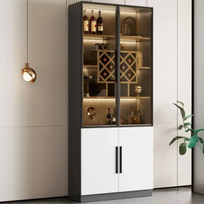 Modern Glass Wall Wine Rack with Holder and Cabinet Storage Image - 32