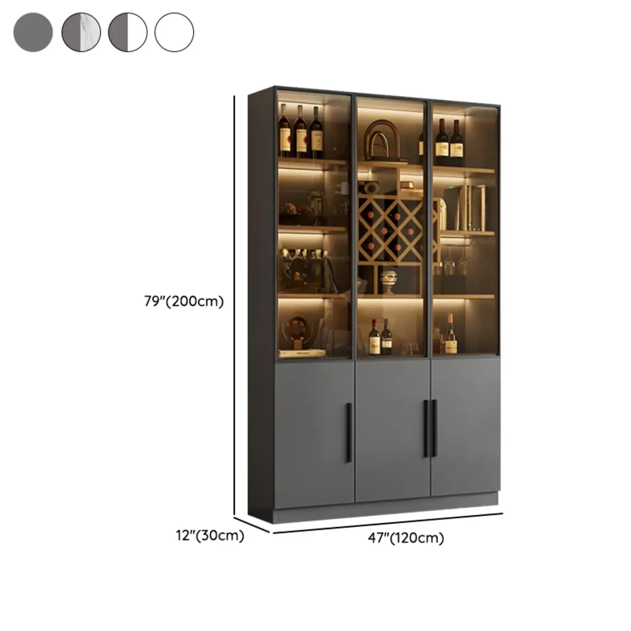 Modern Glass Wall Wine Rack with Holder and Cabinet Storage Image - 35