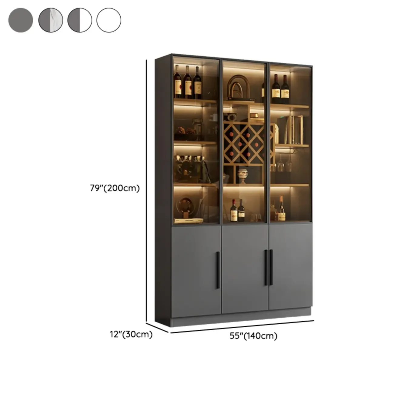 Modern Glass Wall Wine Rack with Holder and Cabinet Storage Image - 36