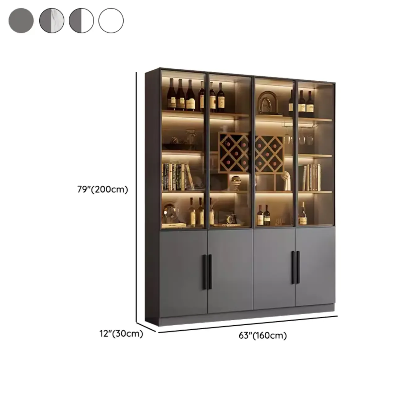 Modern Glass Wall Wine Rack with Holder and Cabinet Storage Image - 38