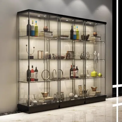 Modern White Wine Rack with Glass Cabinet Door Shelf Storage Image - 5