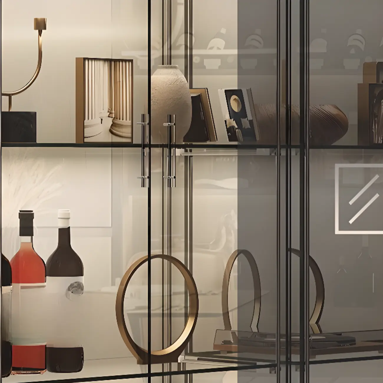 Modern White Wine Rack with Glass Cabinet Door Shelf Storage Image - 12 | homeyfad