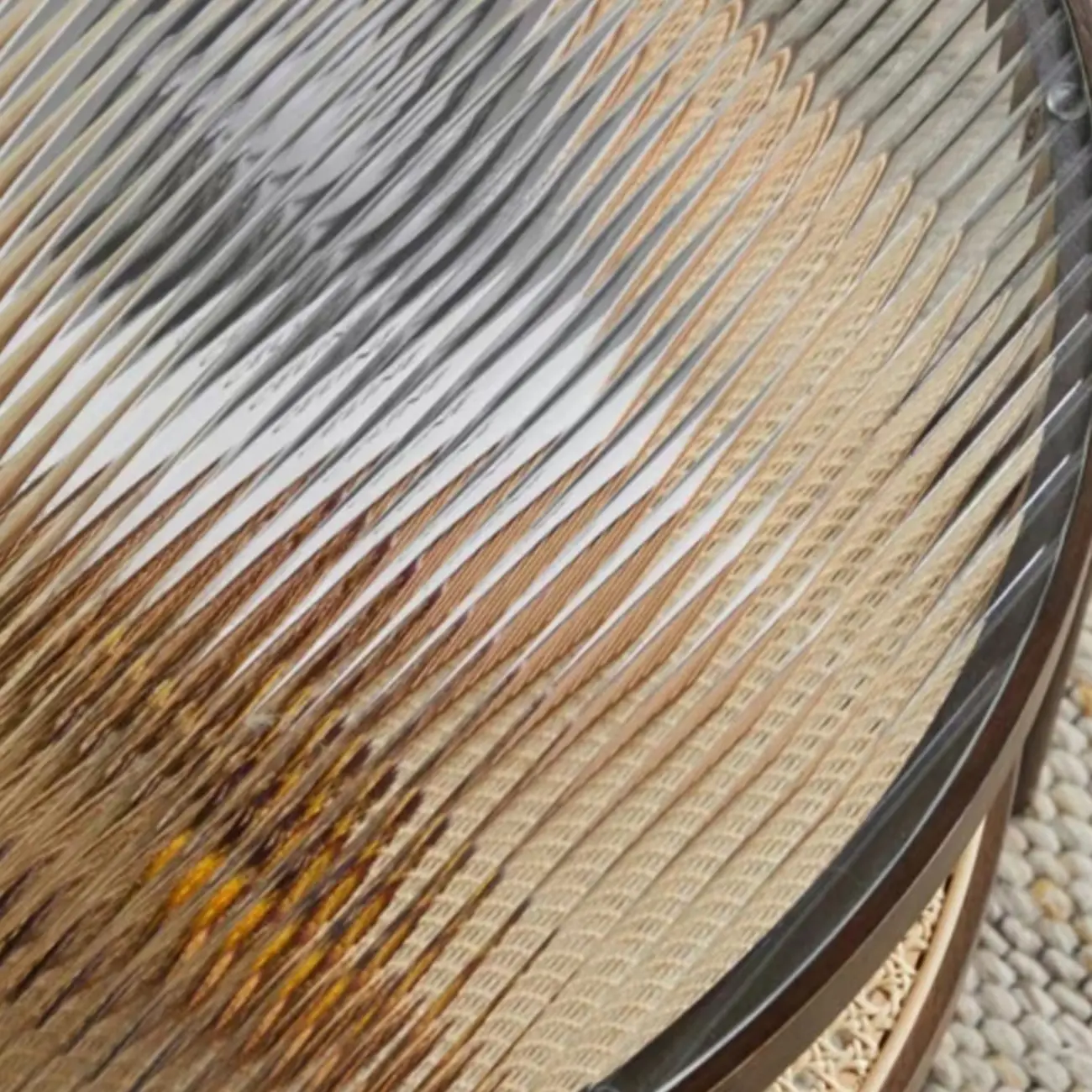 Round Natural Wood Side Table with Glass Top for Living Room Image - 11 | homeyfad