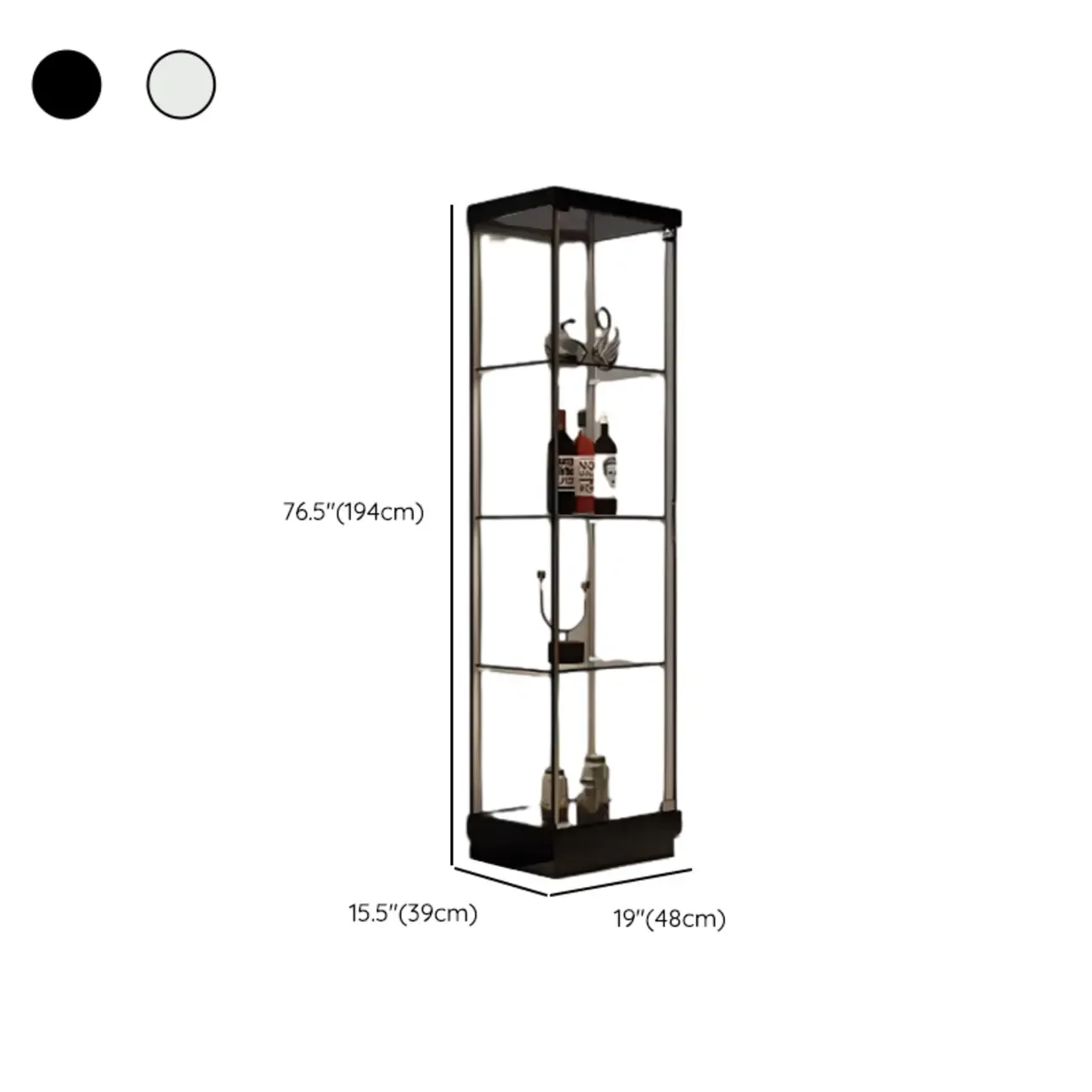 Modern White Wine Rack with Glass Cabinet Door Shelf Storage #size