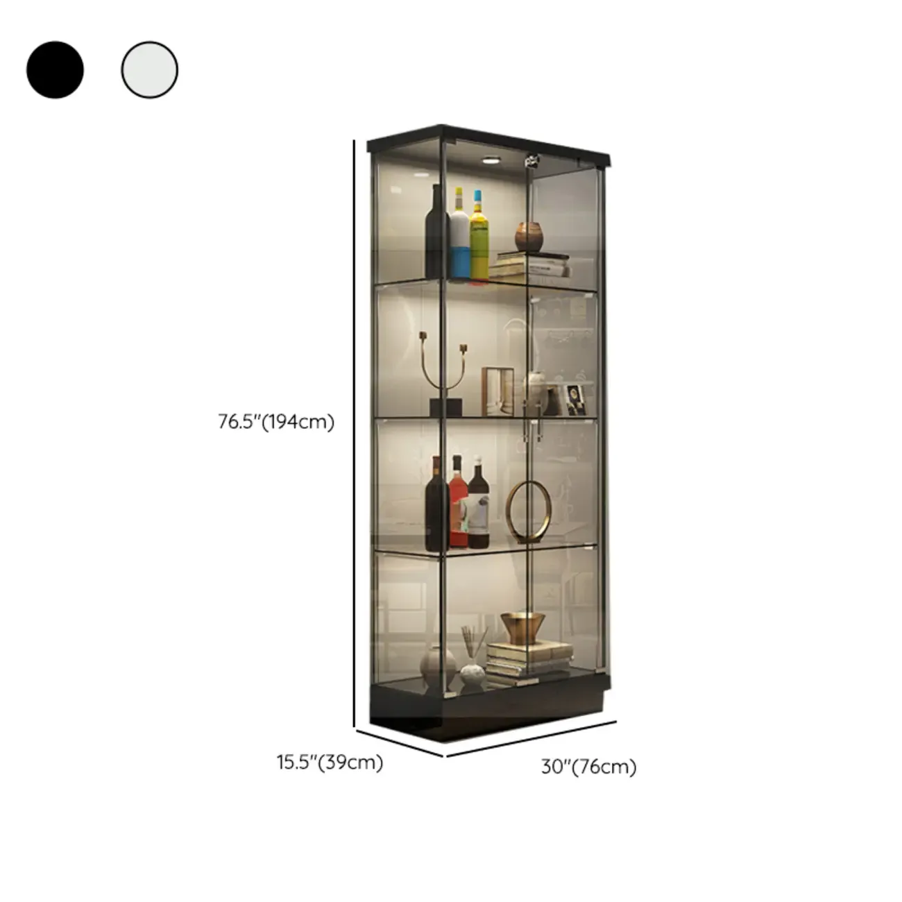 Modern White Wine Rack with Glass Cabinet Door Shelf Storage Image - 19