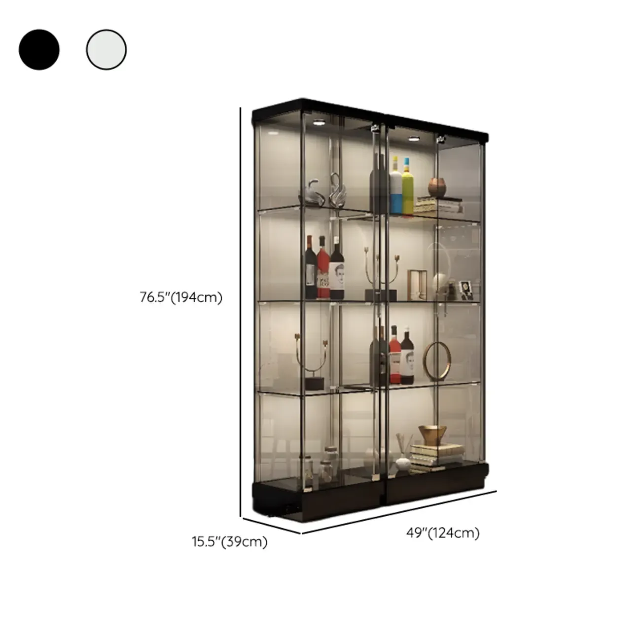 Modern White Wine Rack with Glass Cabinet Door Shelf Storage Image - 20