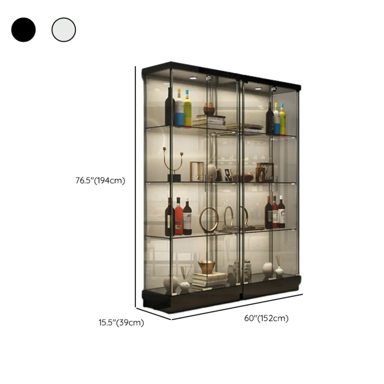 Modern White Wine Rack with Glass Cabinet Door Shelf Storage Image - 21