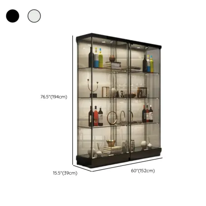 Modern White Wine Rack with Glass Cabinet Door Shelf Storage Image - 21