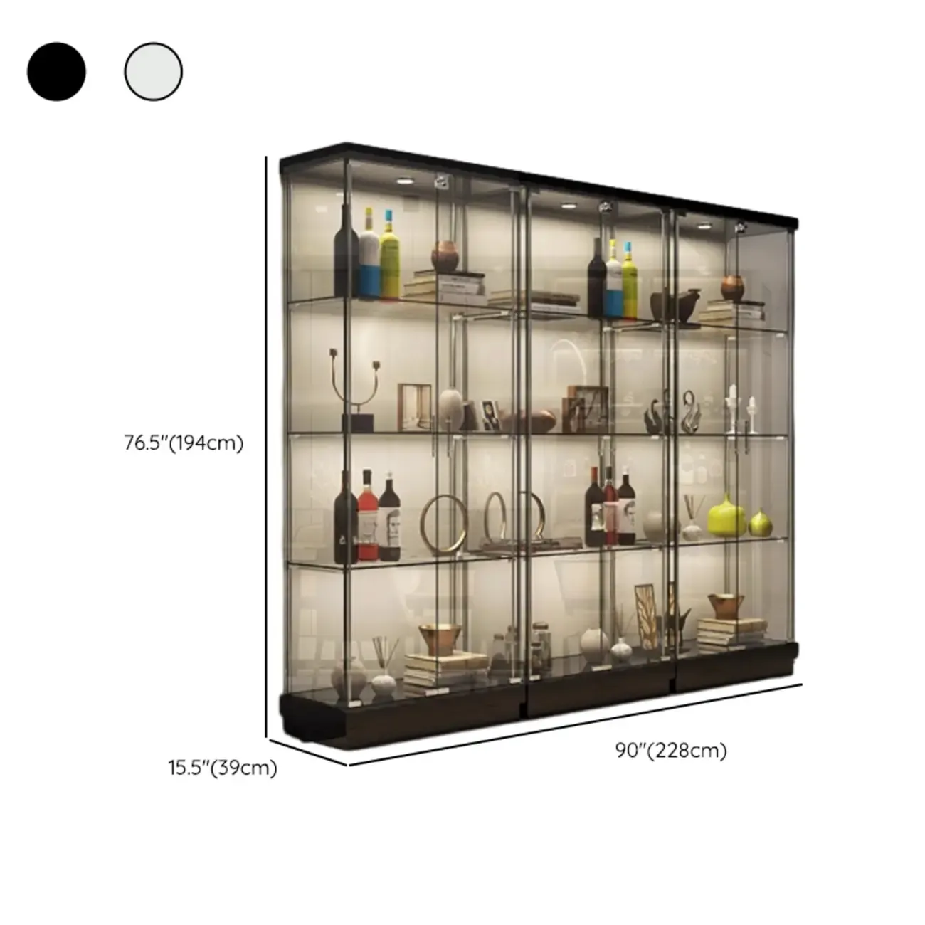 Modern White Wine Rack with Glass Cabinet Door Shelf Storage Image - 22