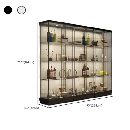 Modern White Wine Rack with Glass Cabinet Door Shelf Storage Image - 22