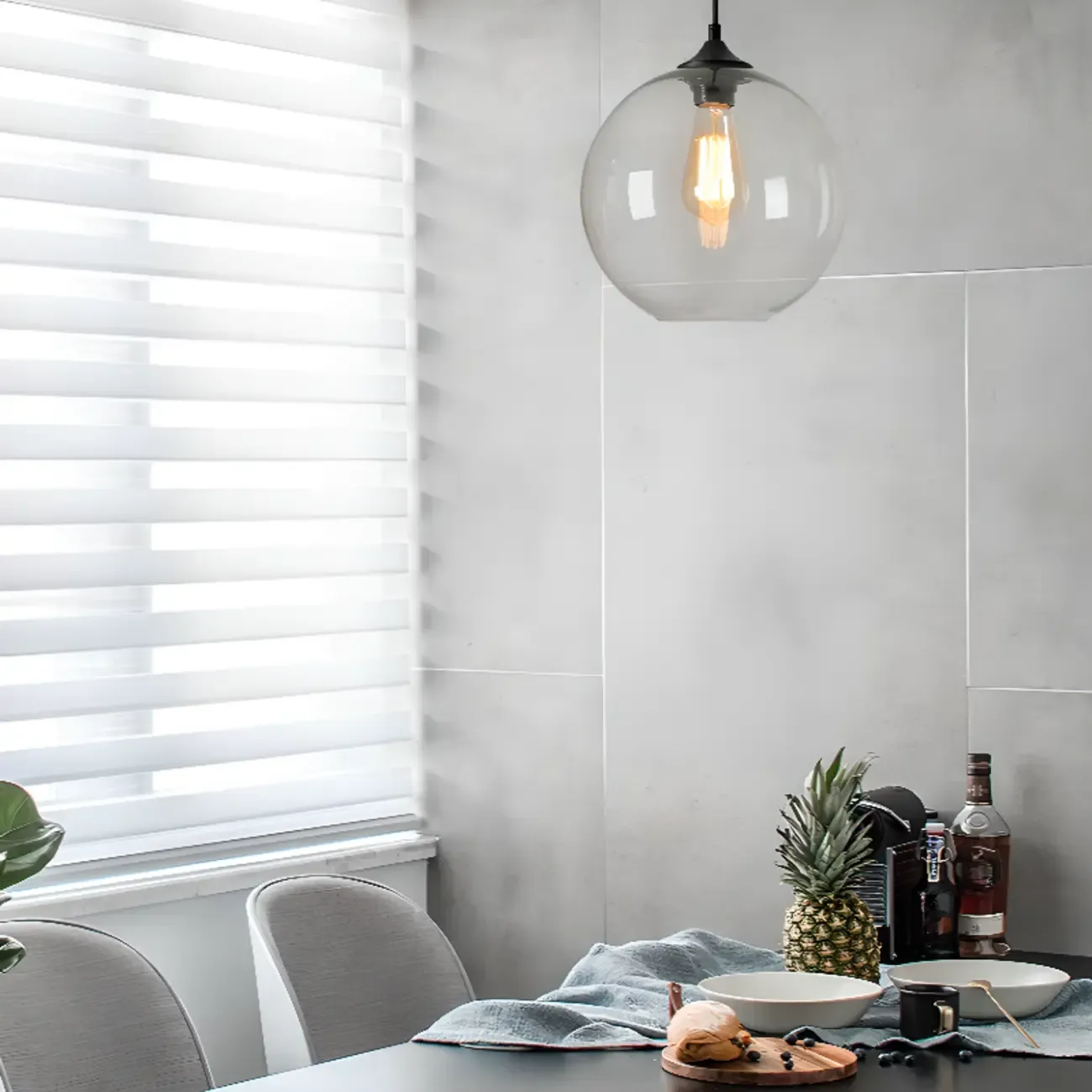 Modern Single Glass Globe Pendant Light for Residential Use Image - 1