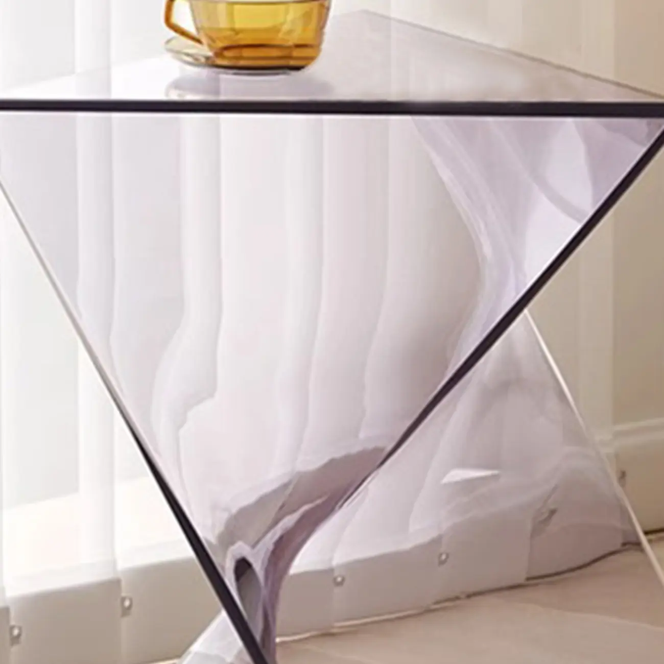 Unique Modern Clear Acrylic End Table for Living Room Image - 15 | homeyfad