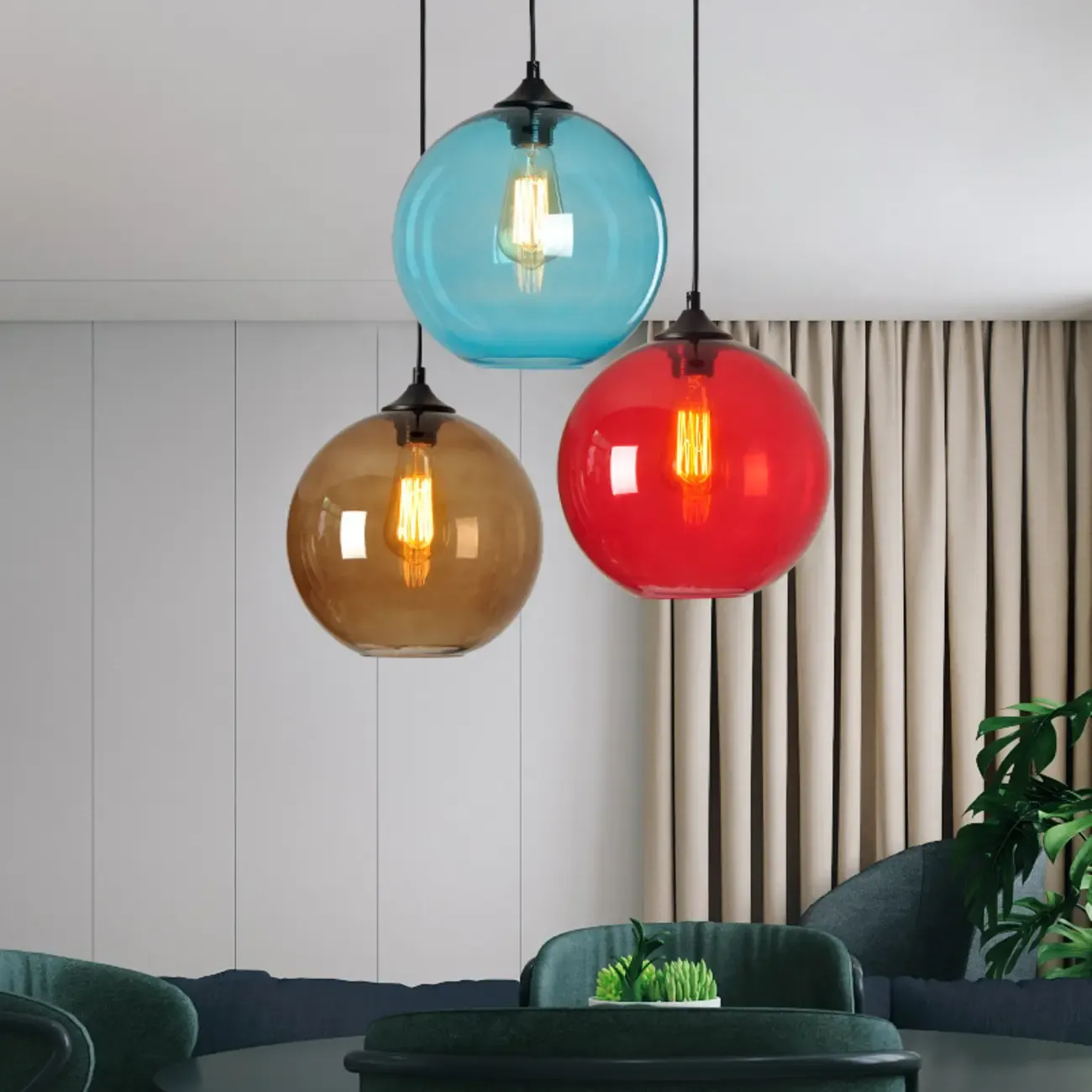 Modern Single Glass Globe Pendant Light for Residential Use Image - 2