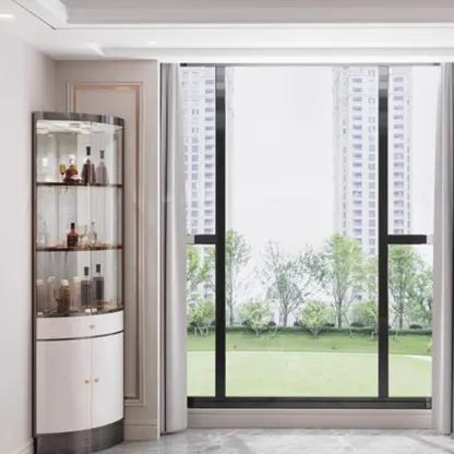 Glam Glass and Metal  Shelf Storage Corner Wine Cabinet Image - 10