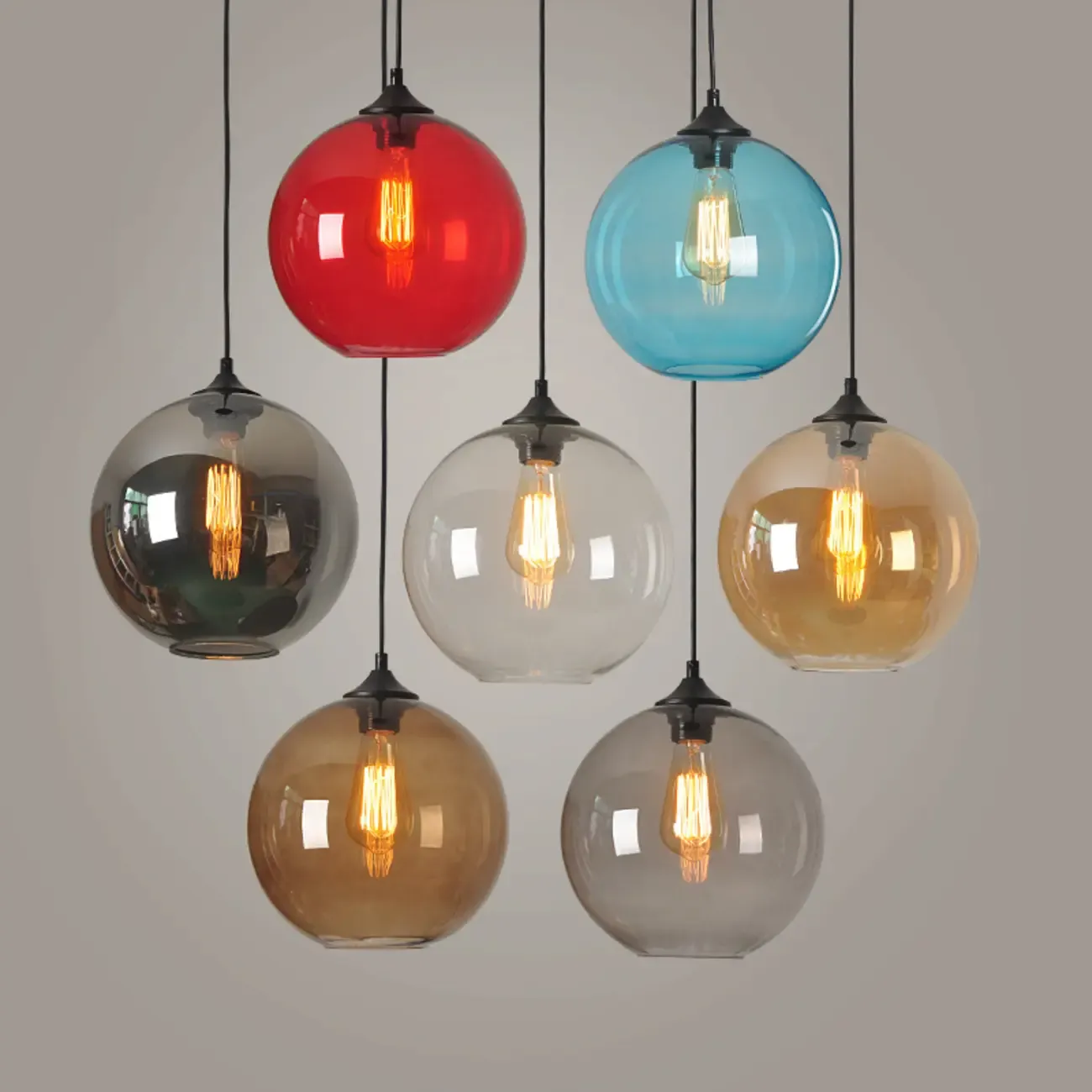 Modern Single Glass Globe Pendant Light for Residential Use Image - 8
