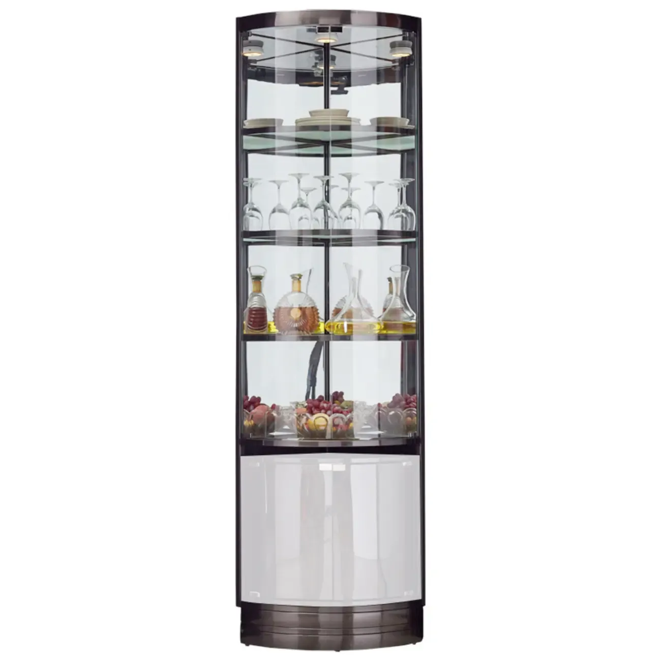 Glam Glass and Metal  Shelf Storage Corner Wine Cabinet Image - 13