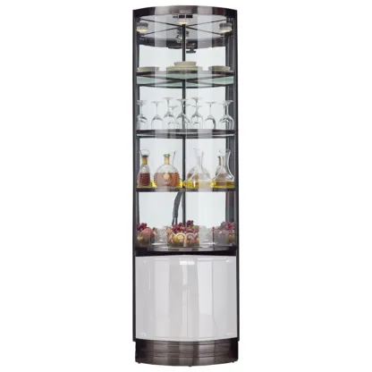 Glam Glass and Metal  Shelf Storage Corner Wine Cabinet Image - 13