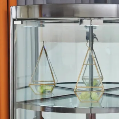 Glam Glass and Metal  Shelf Storage Corner Wine Cabinet Image - 14