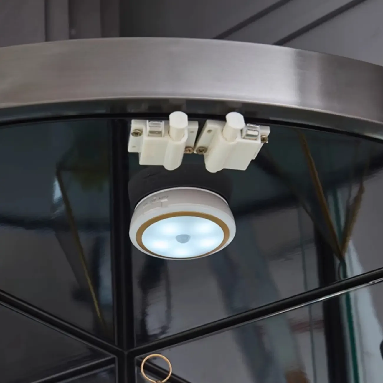 Glam Glass and Metal  Shelf Storage Corner Wine Cabinet Image - 16