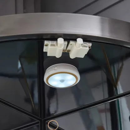 Glam Glass and Metal  Shelf Storage Corner Wine Cabinet Image - 16