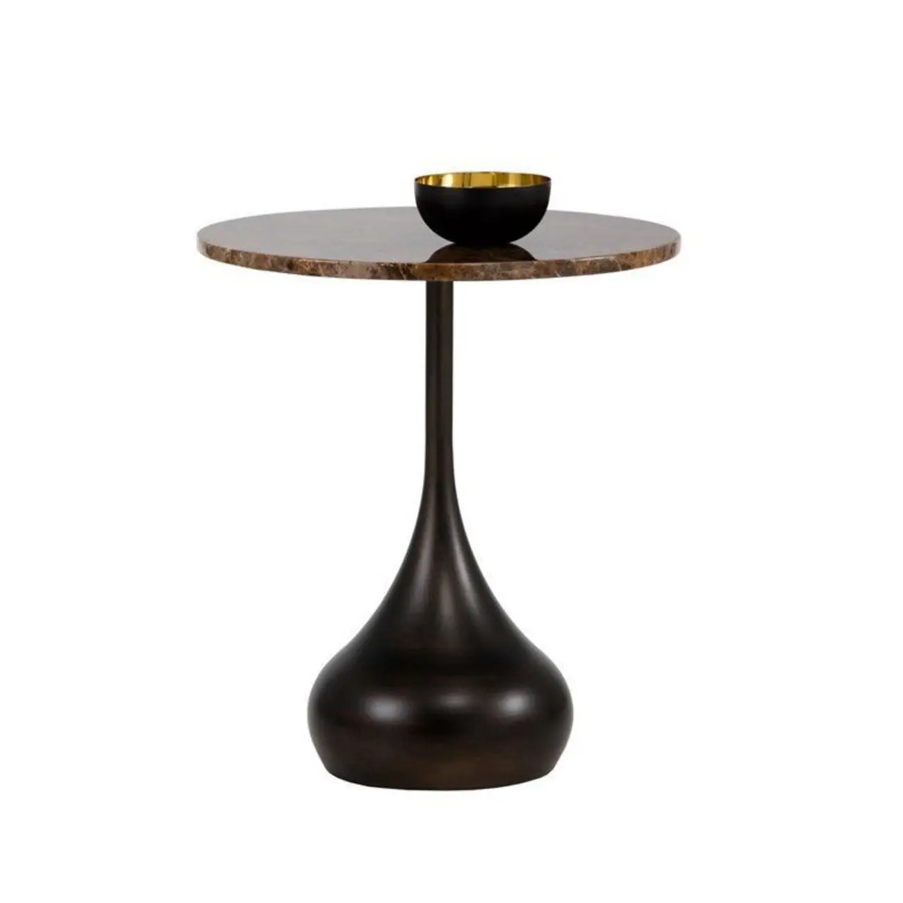 Metal Pedestal Round Wood End Table for Living Room Image - 10 | homeyfad
