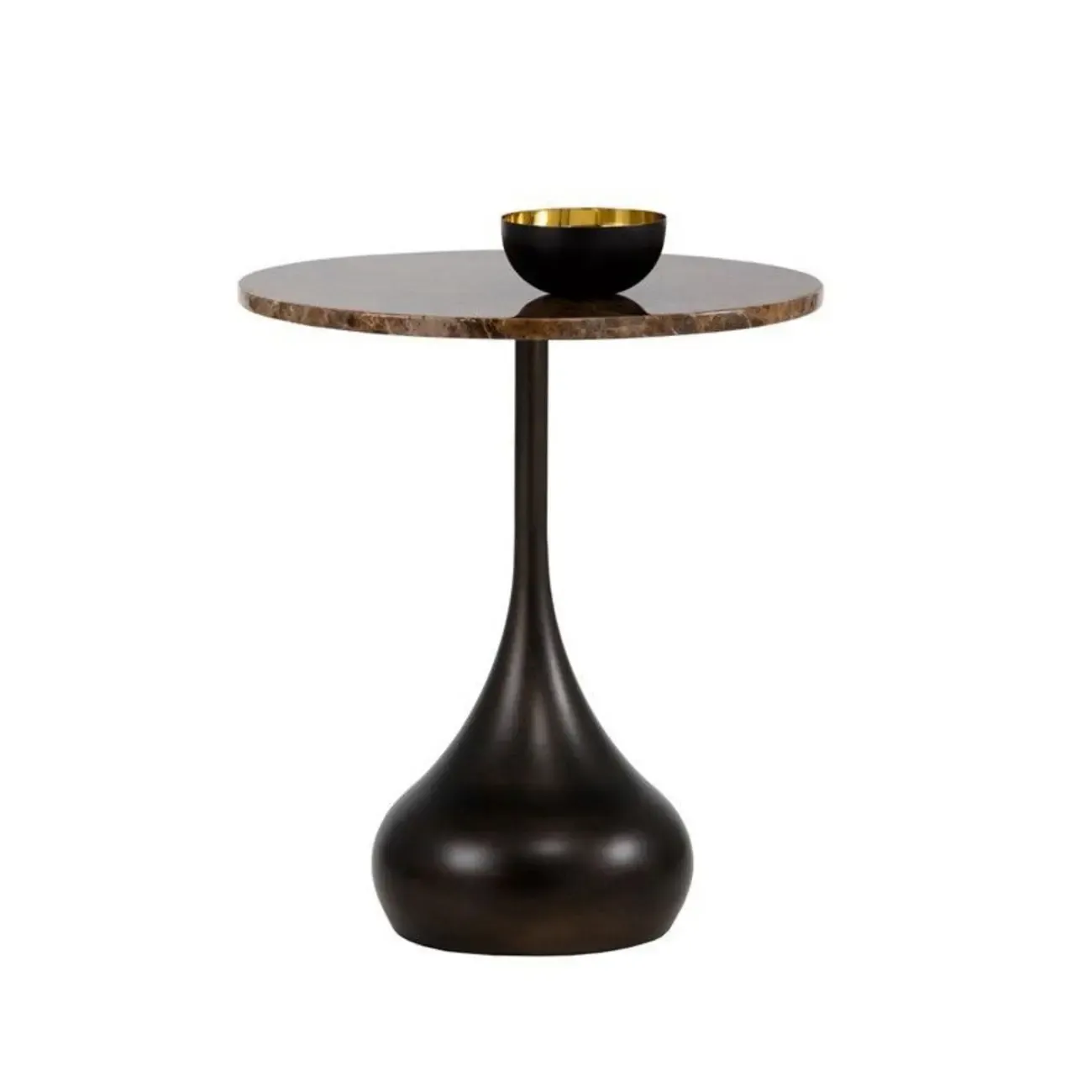 Metal Pedestal Round Wood End Table for Living Room Image - 10